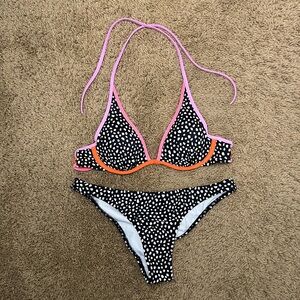 Victoria's Secret Black and Pink Polka Dot Bikini